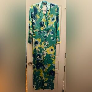 NWT ZARA Green/Yellow Floral Jumpsuit! Size LARGE.